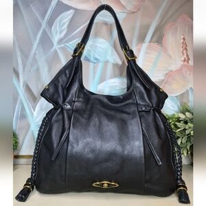 Elliot Lucca Black Leather Shoulder Hobo Bag